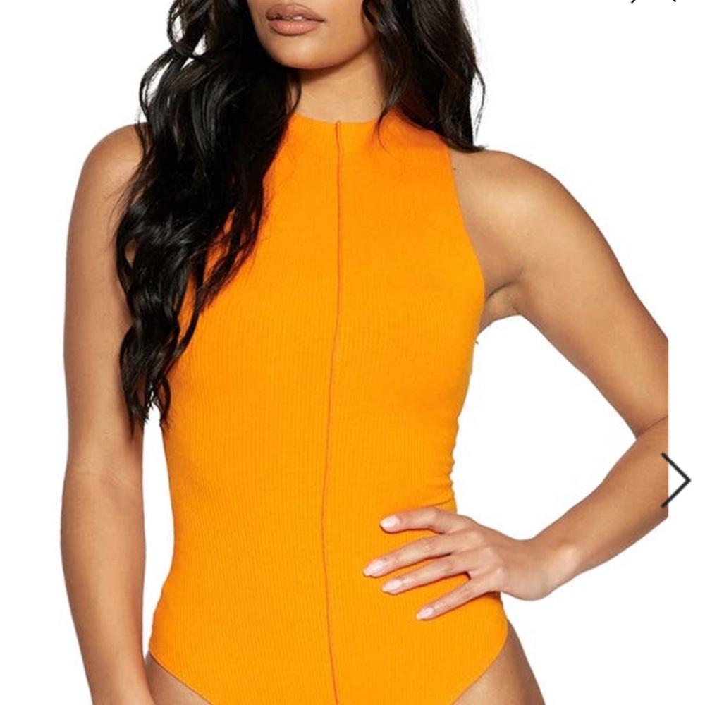 Naked wardrobe Get Snatched Ribbed Bodysuit Orange